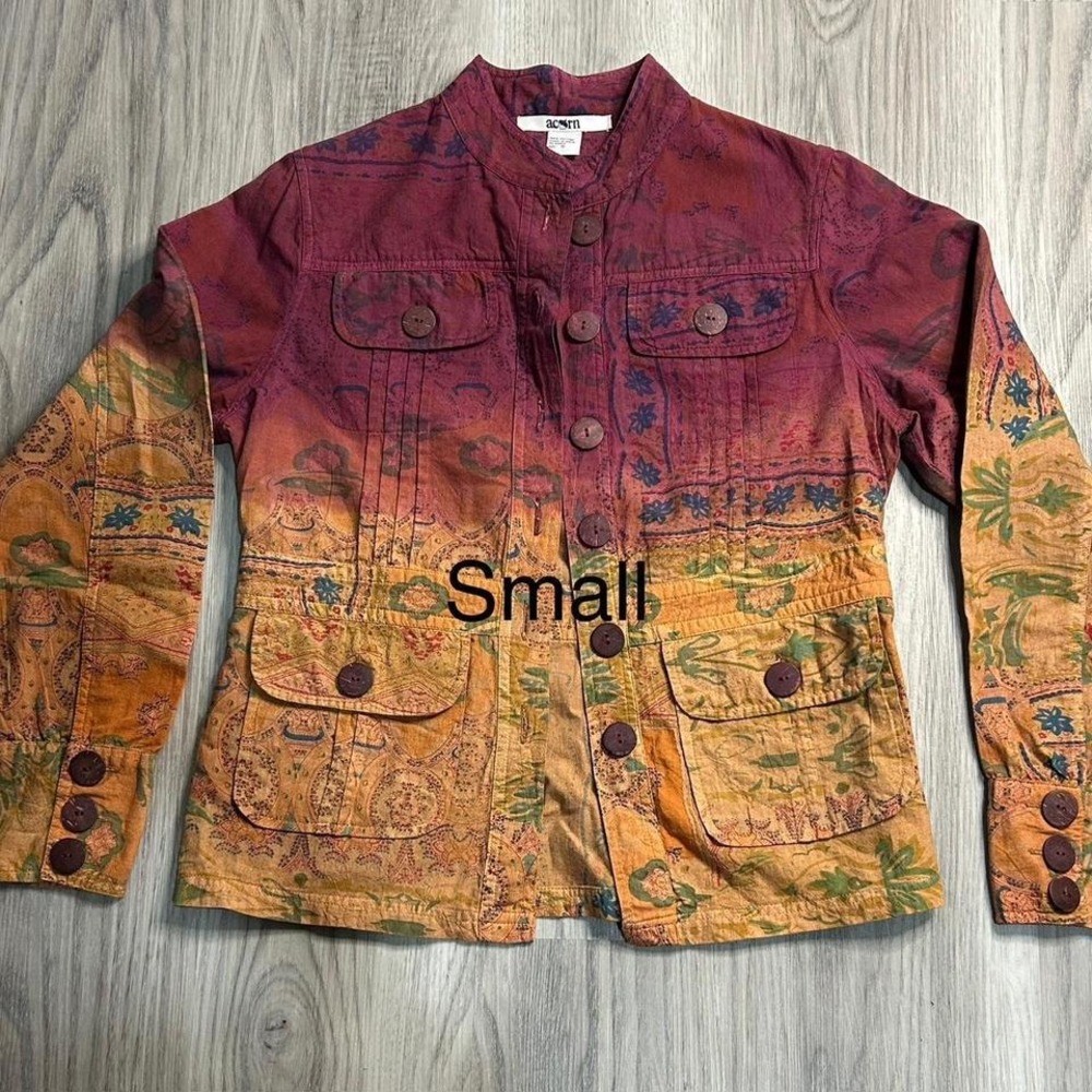 Dipdye boho jacket‎ denim cotton ombre small